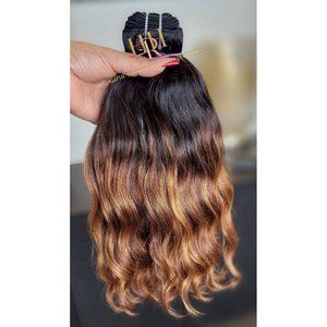 100% Human hair cuticle intact Bundle, wavy Ombre colored